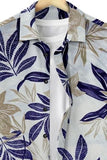 Men's Printed Regular Collar Casual Shirt Cream & Navy Blue