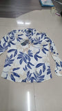 Men's Printed Regular Collar Casual Shirt Cream & Navy Blue